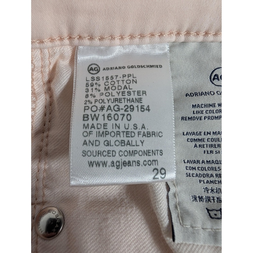 AG Adriano Goldschmied The Prima Crop Jeans Womens 29 Pink Mid Rise Stretch USA - Picture 10 of 14
